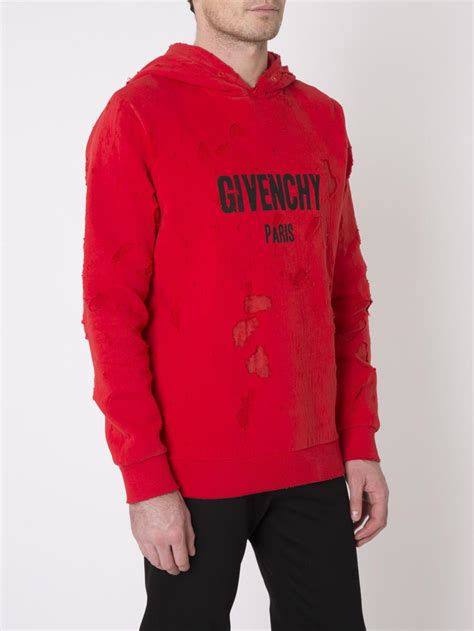 givenchy hoodie red|givenchy destroyed hoodie.